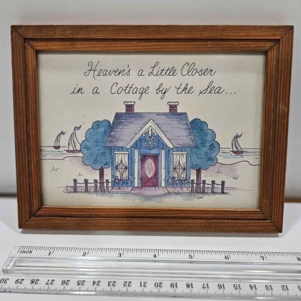 Framed Cottage by the Sea Art Wooden Frame